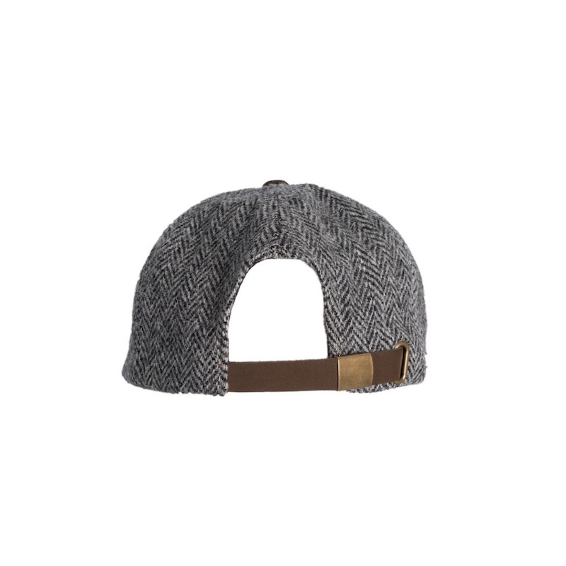 Made in UK Harris Tweed Baseball Cap with Suede Leather Peak One Size Steel Grey